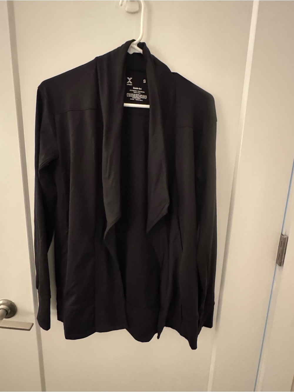 Black Xersion Women's Black Cardigan Draped Open-Front